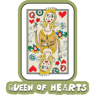 Queen Of Hearts On Green Sticker
