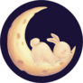 Rabbit Sleep On Moon Sticker