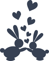 Rabbits Holding Hands With Hearts Above Them Sticker