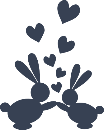 Rabbits Holding Hands With Hearts Above Them Sticker