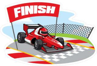 Racing Car Reaching The Finish Line Sticker