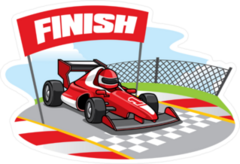 Racing Car Reaching The Finish Line Sticker