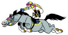 Racing Horse With Jockey Cartoon Sticker