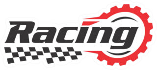 Racing Logo With Flag and Lettering Sticker