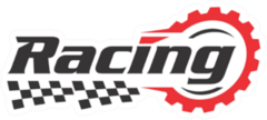 Racing Logo With Flag and Lettering Sticker
