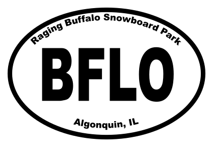 Raging Buffalo Snowboard Park Oval Sticker
