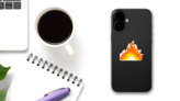Raging Flame Sticker on a Phone (New) example