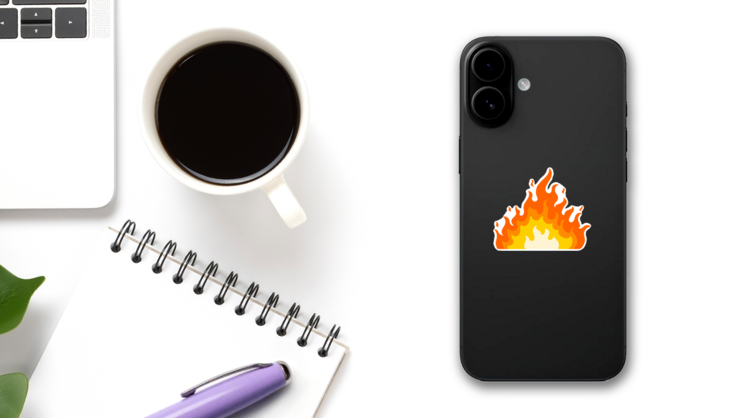 Raging Flame Sticker on a Phone (New) example