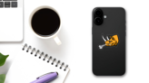 Raging Rhino Mascot Sticker on a Phone (New) example