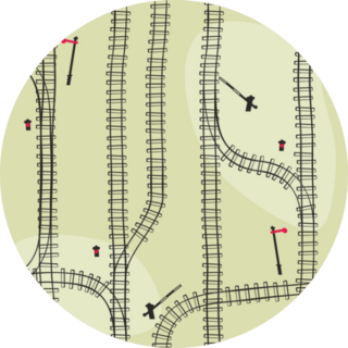 Railroad Pattern With Tracks On Green Sticker