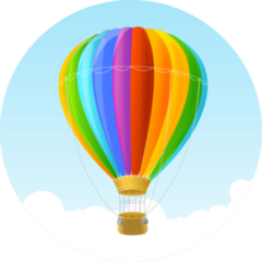 Rainbow Air Ballon Cloud Background Sticker