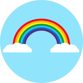 Rainbow And Clouds Circle Sticker