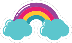 Rainbow and Clouds Hippie Sticker