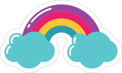 Rainbow and Clouds Hippie Sticker