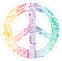 Rainbow Artwork Peace Sign Hippie Sticker