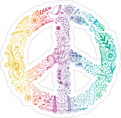 Rainbow Artwork Peace Sign Hippie Sticker