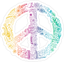 Rainbow Artwork Peace Sign Hippie Sticker