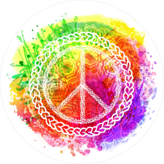 Rainbow Background Hippie Peace Sign Sticker