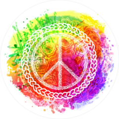 Rainbow Background Hippie Peace Sign Sticker