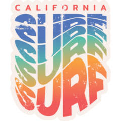 Rainbow California Surf Vintage Lettering Sticker