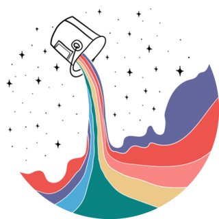 Rainbow Can Of Paint With Space Doodle Art Sticker