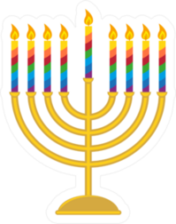 Rainbow Candle Hanukkah Menorah Sticker