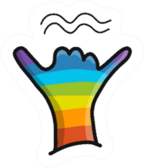 Rainbow Cartoon Shaka Hand Sticker