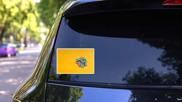 Rainbow Chewy Sour Candies Stickers on a Rear Car Window (New) example