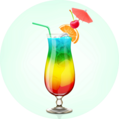 Rainbow Cocktail On Green Sticker