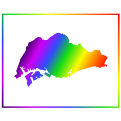 Rainbow Colored Gradient Map Singapore Sticker