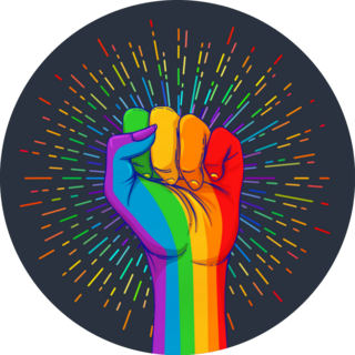 Rainbow Colored Hand With A Fist Gay Pride Sticker