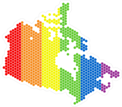 Rainbow Dotted Canada Map Sticker