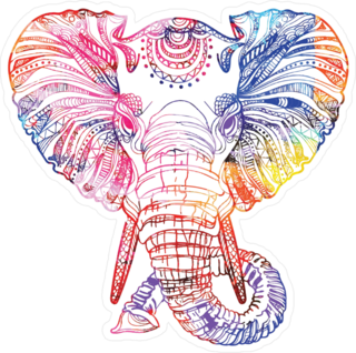Rainbow Elephant Head Sketch Sticker