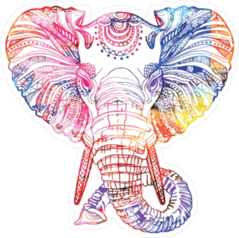 Rainbow Elephant Head Sketch Sticker