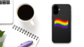 Rainbow Freedom Flag Stickers on a Phone (New) example