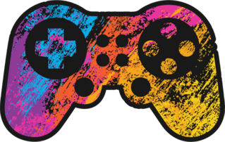 Rainbow Grunge Game Controller Sticker