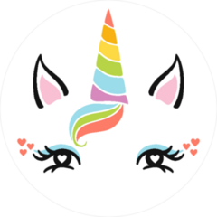 Rainbow Hair and Horn Unicorn Circle Sticker