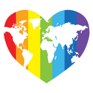 Rainbow Heart With A Map Of The World Pride Sticker