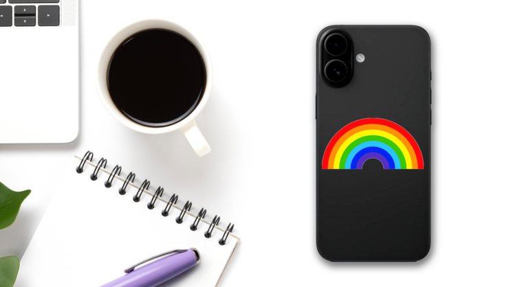 Rainbow Icon Sticker on a Phone (New) example