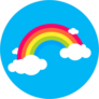 Rainbow In Blue Sky With Clouds Sticker