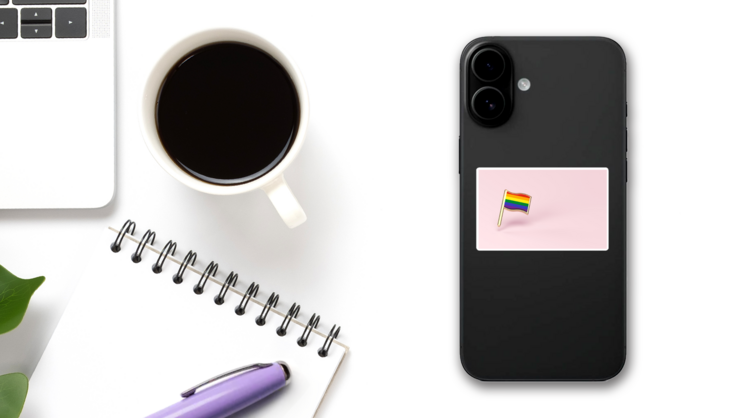 Rainbow Lgbtq Pink Flag Sticker on a Phone (New) example