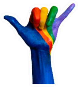 Rainbow Painted Hand In Shaka Sticker