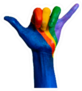 Rainbow Painted Hand In Shaka Sticker