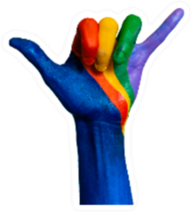 Rainbow Painted Hand In Shaka Sticker
