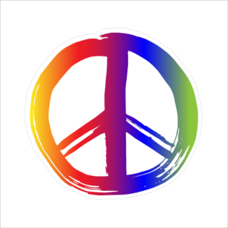 Rainbow Painted Peace Sign Sticker