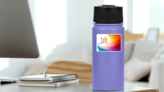 Rainbow Polygon Bumping Volleyball Player Sticker on a Water Bottle (New) example