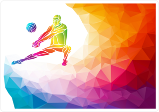 Rainbow Polygon Bumping Volleyball Player Sticker