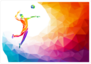 Rainbow Polygon Spiking Volleyball Player Sticker