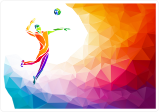 Rainbow Polygon Spiking Volleyball Player Sticker