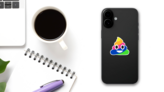 Rainbow Poop Emoji Sticker on a Phone (New) example